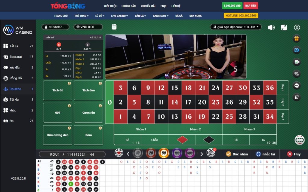Game Roulette tại Dream Gaming Casino