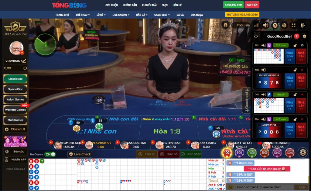 Game bài Baccarat tại Dream Gaming Casino